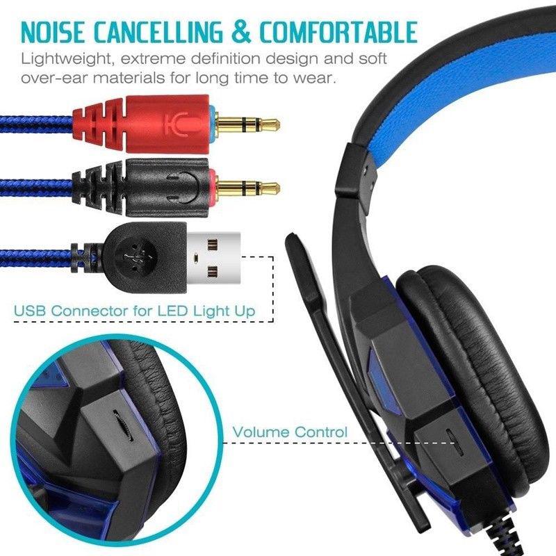 Auriculares EastVita PC780 para Gamer, auriculares estéreo con sonido y micrófono, luz LED - Devastation Store | Devastation Store